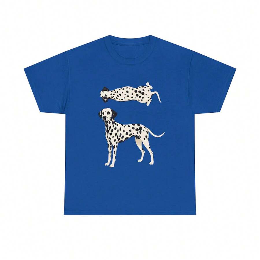 Women's T-Shirt With Dalmatian Dog Illustration T-Shirt | Two Dalmatians On A Red Background Are Cool In The Summer - 藍色 - 查看 1