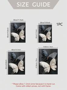 1pc Unframed Poster Wall Art ,2D Black And White Butterfly Canvas Wall Art, Textured Impasto Butterfly Painting Print, Modern Minimalist Home Decor - Abstract Style a - View 3