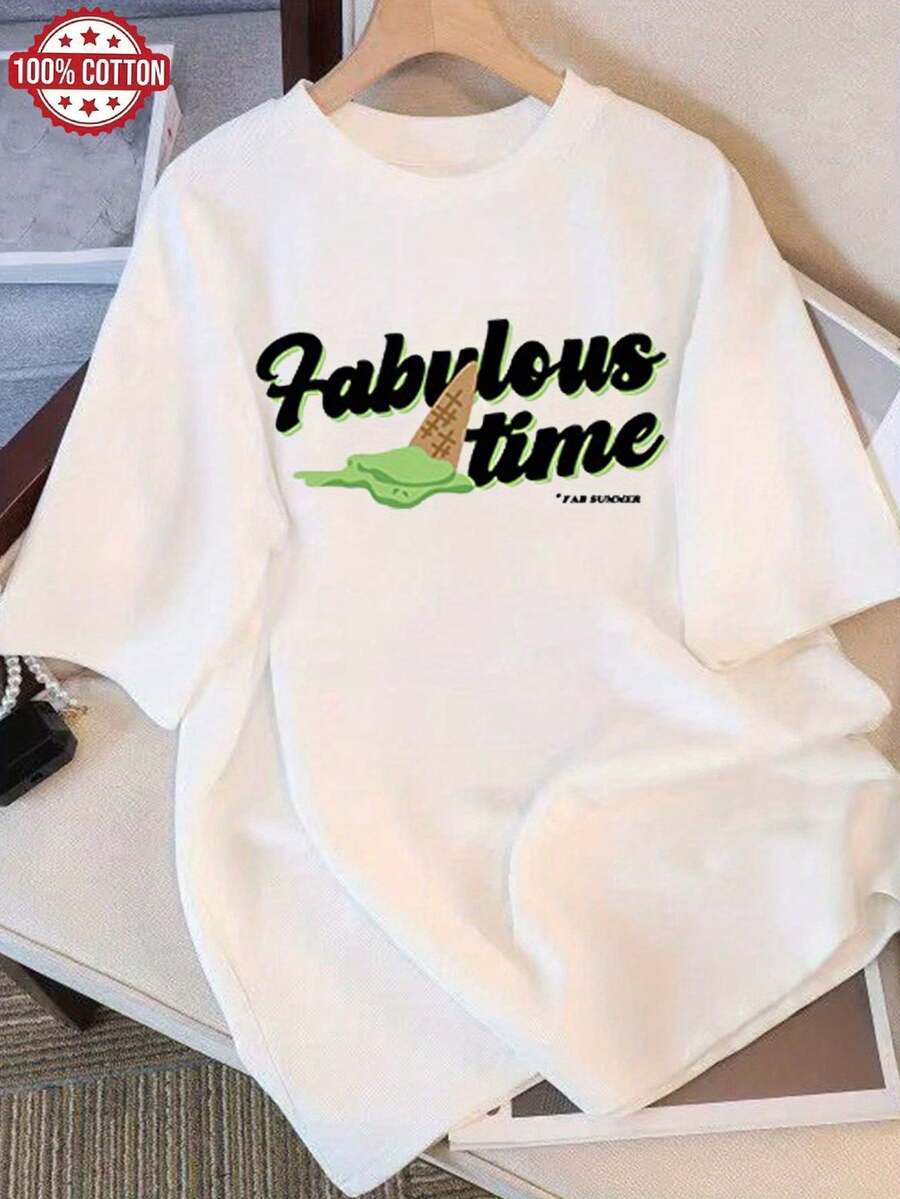 Women's T-Shirt: Modern Summer T-Shirt In Pure Cotton, Loose Round Neck, Versatile Clothing For Women, Comfortable Casual T-Shirt For Teenagers, Vibrant And Youthful Short Sleeve Tops For Daily Wear. - 白色 - 查看 1