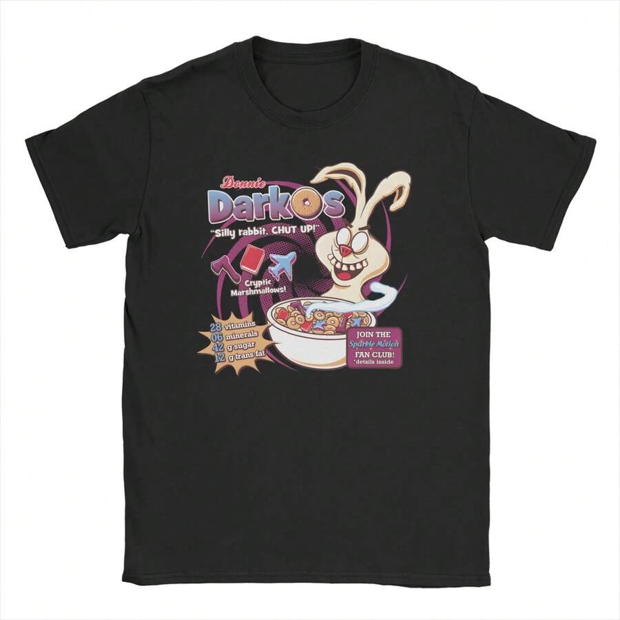 Camisetas M1en WoM1en Donnie Darko Novedosas Camisetas de manga corta de algodón puro Camisetas de cuello redondo Nueva llegada Camiseta de manga corta de algodón puro de 220 g para hombres y mujeres, tejido grueso, resistente a las arrugas y que no se deforma fácilmente. Estilo sencillo y versátil, ligero y transpirable, perfecto para ir al trabajo, viajar, acampar, ir de compras y el tiempo libre diario. - Negro - Ver 1