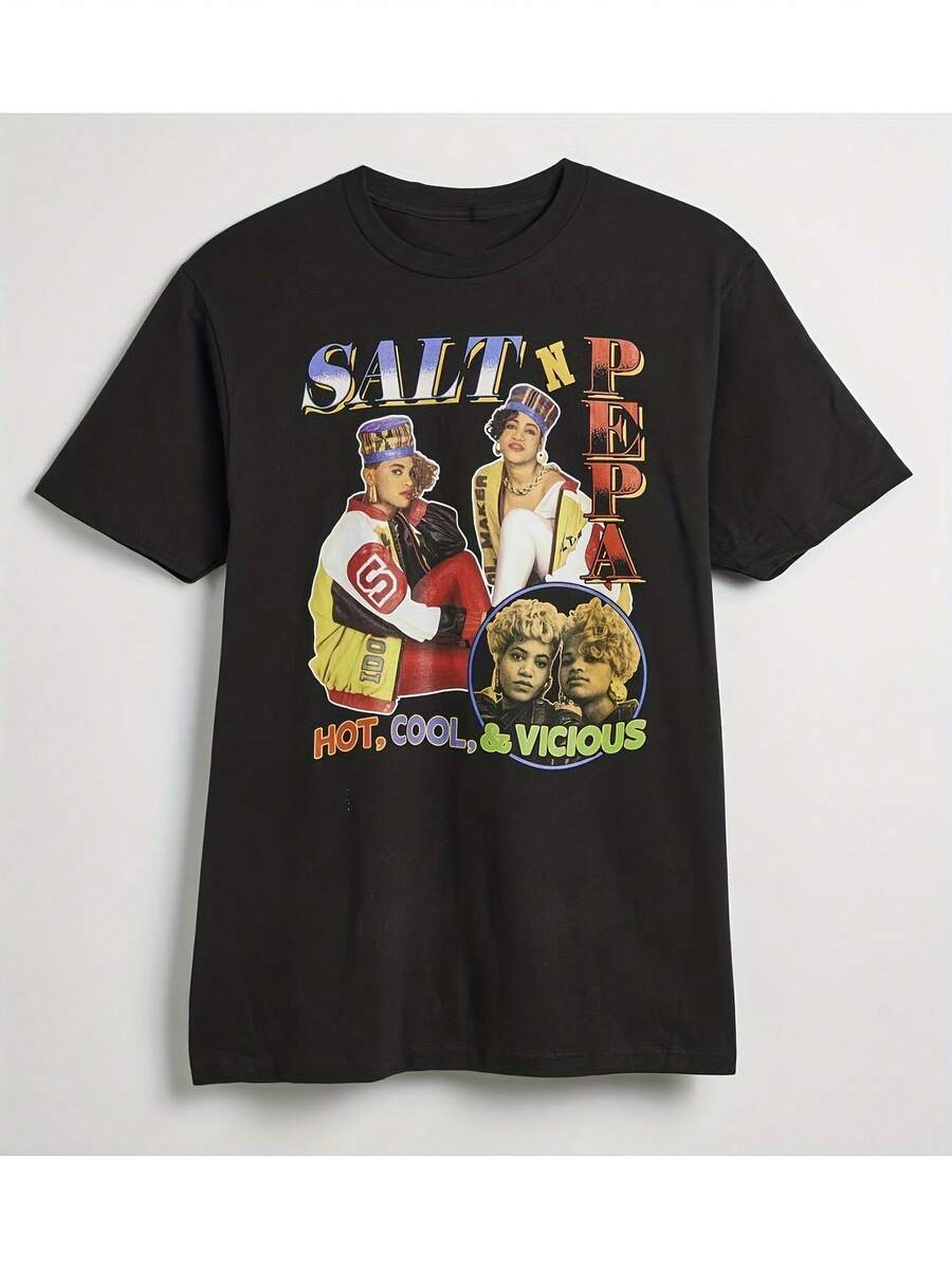 Camiseta de Mujer Modelo 2026 con Estampado Hip-Hop de los 90 - Disponible en todas las tallas, con un diseño de álbum popular inspirado en los atuendos de los tres miembros - Ropa casual para fans de conciertos, con características opcionales disponibles.playeras de hombre playeras oversize de mujer y2k camisa de mujer camisa blusa casual mujer blusa elegante mujer ofertas - Negro - Ver 1
