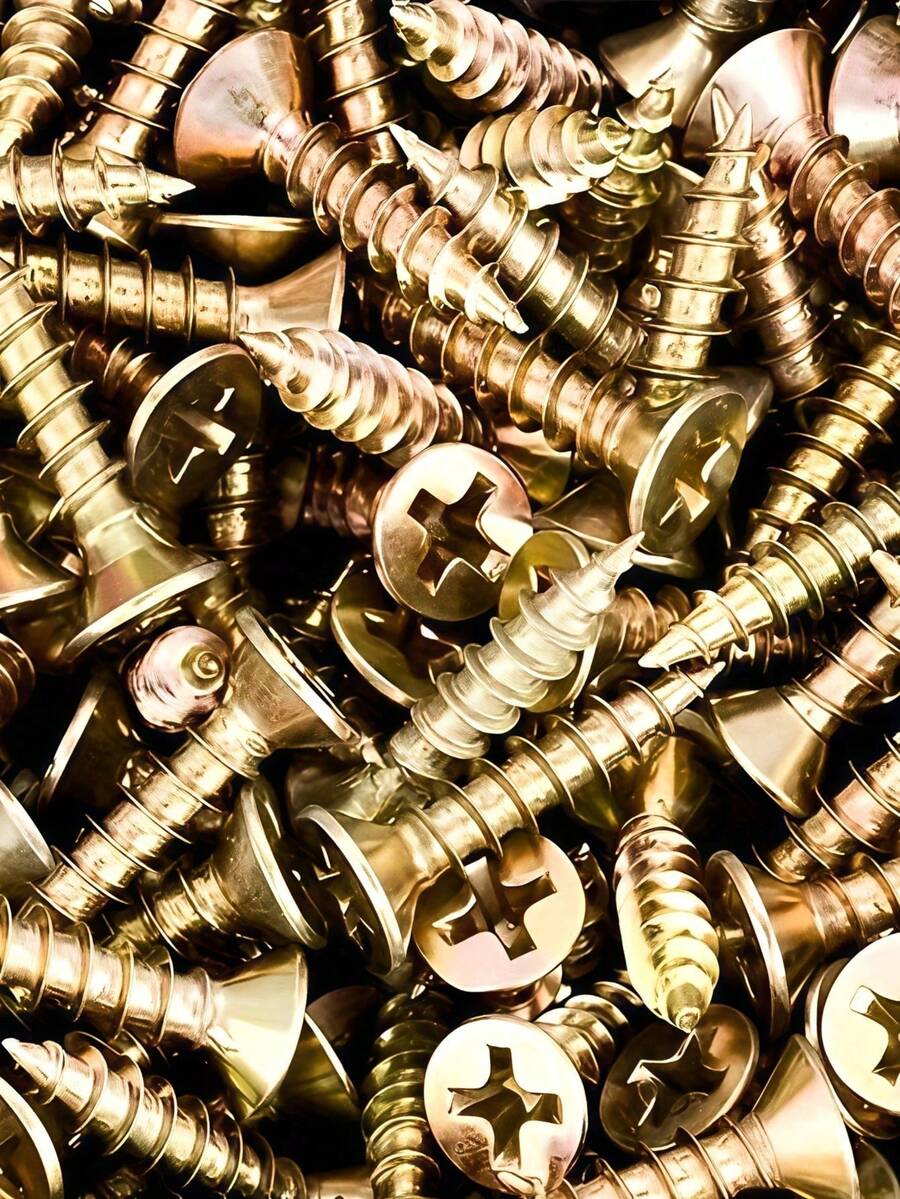 270 chiếc vít gỗ đầu phẳng M4, vít tự ren rãnh chéo đầu chìm 16/20/25/30/35/40/45/50mm, vít thép carbon mạ kẽm, vít tự ren kim loại, ren toàn phần dùng cho ứng dụng công nghiệp và chế biến gỗ.