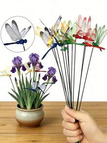 3D Lifelike Dragonfly Clips - Multi-Color Plastic Garden Stakes And Hat Decor, Easy Clipping Design Suitable For Outdoor Yard Fence Potted Plants, Interesting Artificial Insect Decorations - Multicolor - View 2