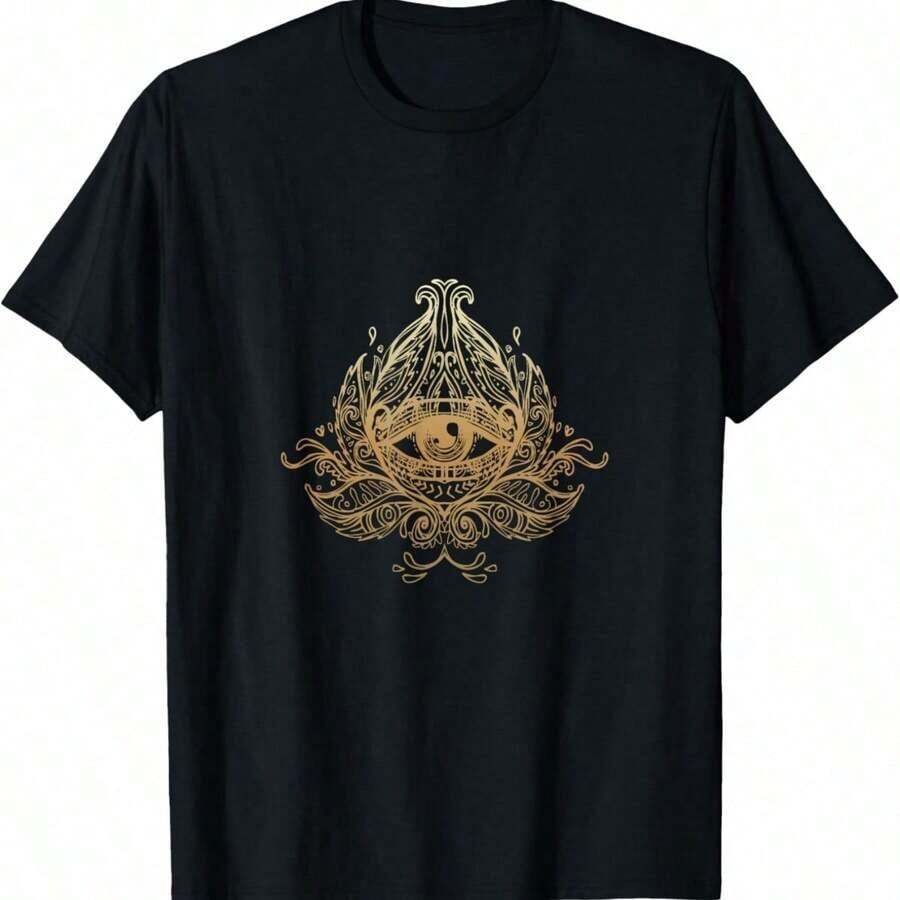 Short-Sleeved T-Shirt By Pusuraito, 100% Cotton - 黑色 24 - 查看 1