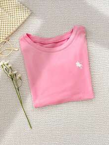 Conjunto casual de camiseta con estampado bordado de corazón y shorts de cintura elástica para mujer, adecuado para deportes al aire libre, regalo para mujeres, hermanas, mamá, Día de la Madre, Día de San Valentín - Multicolor - Ver 4