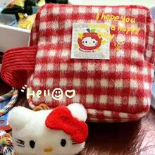 SANRIO 新款ins风格子苹果形收纳包，大容量手持便携拍立得相机化妆包，口红和卫生巾收纳包，相机包 - 查看 4