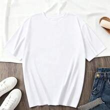 100% cotton Camiseta Casual de Mujer con Estampado de Palmeras Tropicales y Barcos para Cruceros, Camiseta Ligera de Cuello Redondo y Manga Corta para Verano, Ropa para Vacaciones de Verano, Adecuada para Festivales y Uso Diario. - Blanco - Ver 2
