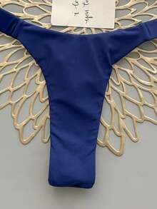 Bộ bikini 2 mảnh phong cách bohemian thanh lịch, gợi cảm, in hoa, buộc dây, thích hợp cho bãi biển và kỳ nghỉ, mùa xuân/hè. - Màu xanh hải quân - Xem 5