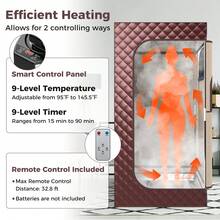 GOFLAME Single Person Steam Sauna Full Body Sauna Tent With Remote Control Foot Massager And Foldable Chair - Brown - View 4