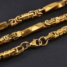 Dây chuyền nam phong cách Hip Hop cá tính, bản to, dạng cột, mạ vàng 18K, thép không gỉ chống gỉ sét, thích hợp đeo hàng ngày. - Vàng - Xem 3