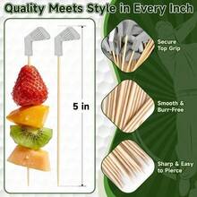 Golf Cocktail Picks, 4.7 IN Fancy Toothpicks For Appetizers, Wooden Fruit Skewers Bamboo Food Sticks For Sandwich, Masters Golf Themed Party Decorations Supplies Drinks Decor Charcuterie Accessories - Xem 2