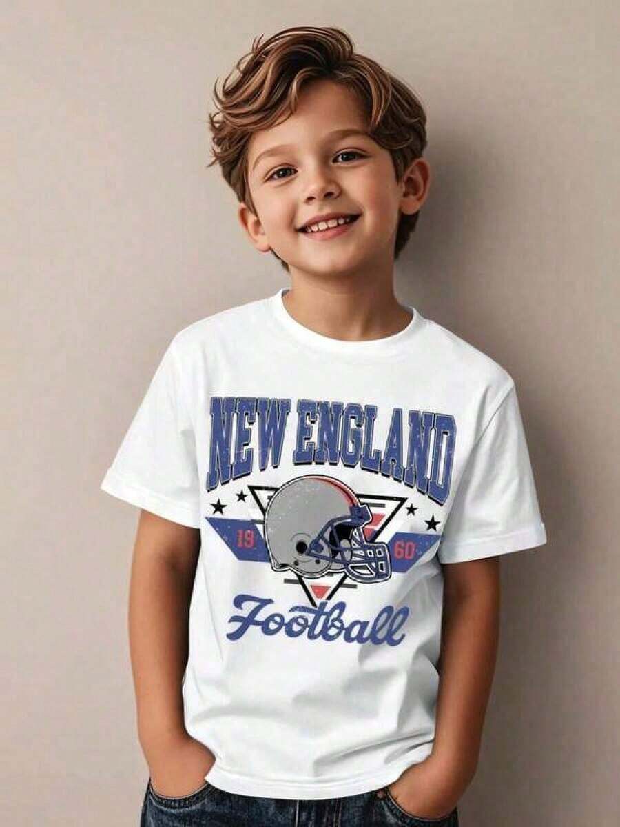 Camiseta de manga corta de verano para niñas - Blusa blanca casual de cuello redondo, Vestido infantil, Baby Phat Women, Maija Kids Girl, Conjuntos a juego madre-hija, Camiseta infantil con gráfico novedoso y genial de fútbol de Nueva Inglaterra, Camisetas infantiles populares, Camisetas de estilo urbano para niños, Corte regular, Manga corta, Camiseta de verano para atuendo casual, Atuendo casual de verano, Gráfico divertido, Atuendo de Pascua, Atuendo de San Valentín, Atuendo del Día de San Patricio, Atuendo del Mes de la Historia Negra, El regalo perfecto para niños, Recuerdos de fiesta para niños - Blanco - Ver 1