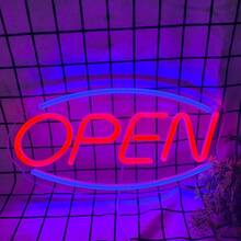 1pc "OPEN" Neon Sign For Shop, Bar, Window Display, USB Powered, Factory Direct, Customizable, Low Voltage , Glass Sticker Accessory, Unbreakable Base, No Overheating - Blue and Red - View 4
