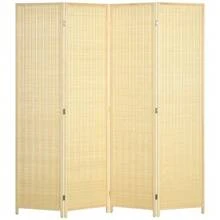 4-Panel Folding Screen, 180 X 180 Cm, Room Divider Made Of Bamboo, Foldable Privacy Screen, Room Partition For Living Room, Natural - Khaki - View 9