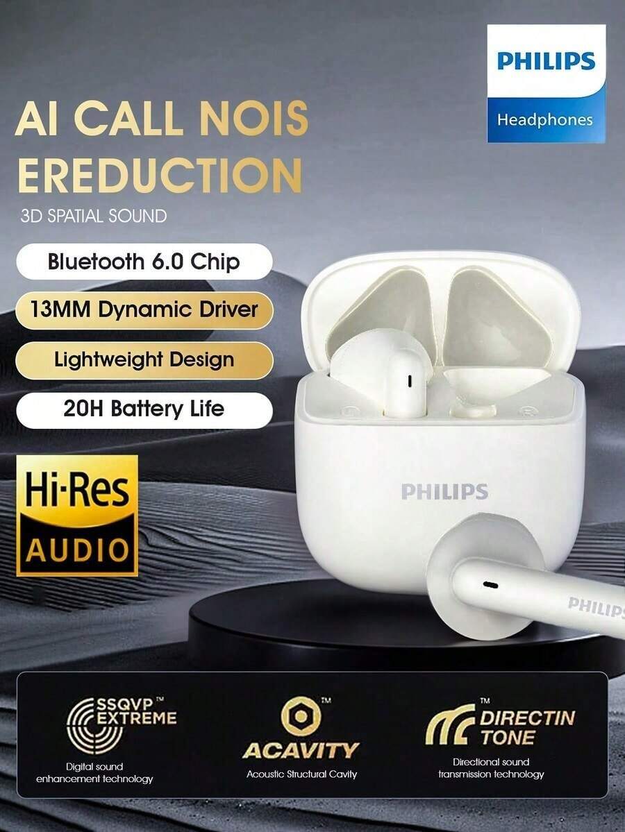 Philips TAT1020 無線藍牙耳機 HiFi 音質 半入耳式耳機 音樂 智慧通話 降噪 運動耳機 兼容 iOS Android TWS 藍牙耳機 - 查看 1