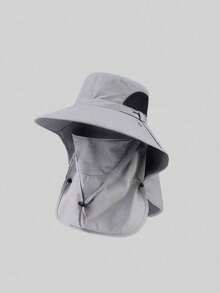 1pc Unisex Solid Color Sun Protection Neck Gaiter Outdoor Wide Brim Fishing Hiking Sun Hat, Suitable For Daily Outing, Hiking, Fishing - Multicolor - View 5