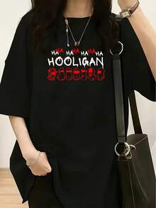 Camiseta de Moda Vintage con Estampado de Elementos Innovadores - Top Casual de Manga Corta y Cuello Redondo para Mujer, Mezcla de Poliéster Suave, Corte Holgado, Esencial para la Moda de Primavera/Verano. - Blanco - Ver 7
