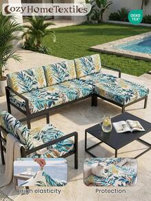 1pc Printed Sofa Cover, High Elasticity, Simple And Modern Style, Soft & Skin‑Friendly, Room Decor, Suitable For Living Room Single Sofa, Double Sofa, Three‑Seat Sofa, L‑Shaped Combination Sofa, Various Occasions, Sold Individually, Autumn Home Decor - Multicolor - View 3