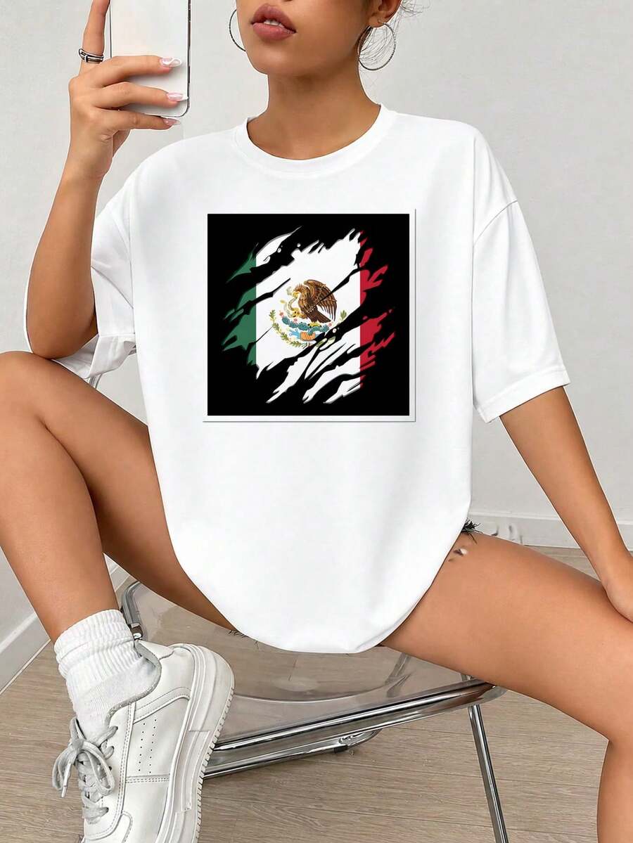 Impresión gráfica mexicana Fl-ag, Emblema de Águila y Serpiente, Verde Blanco Rojo, Diseño de Arte de Efecto Tornado, Símbolo Nacional, Tema Patriótico para Decoración Doméstica Wa.jpgRegalos personalizados: Camisetas para mujer con estilos que van desde lo moderno, hippie, casual y minimalista. Ropa masculina personalizada única, armarios cápsula y prendas básicas/urbanas para hombre. Regalos ideales para novios, familiares y amigos, adecuados para cumpleaños, vacaciones, colegio/competiciones, deportes/escalada y más, así como para la moda de otoño y eventos urbanos. Blanco verano.