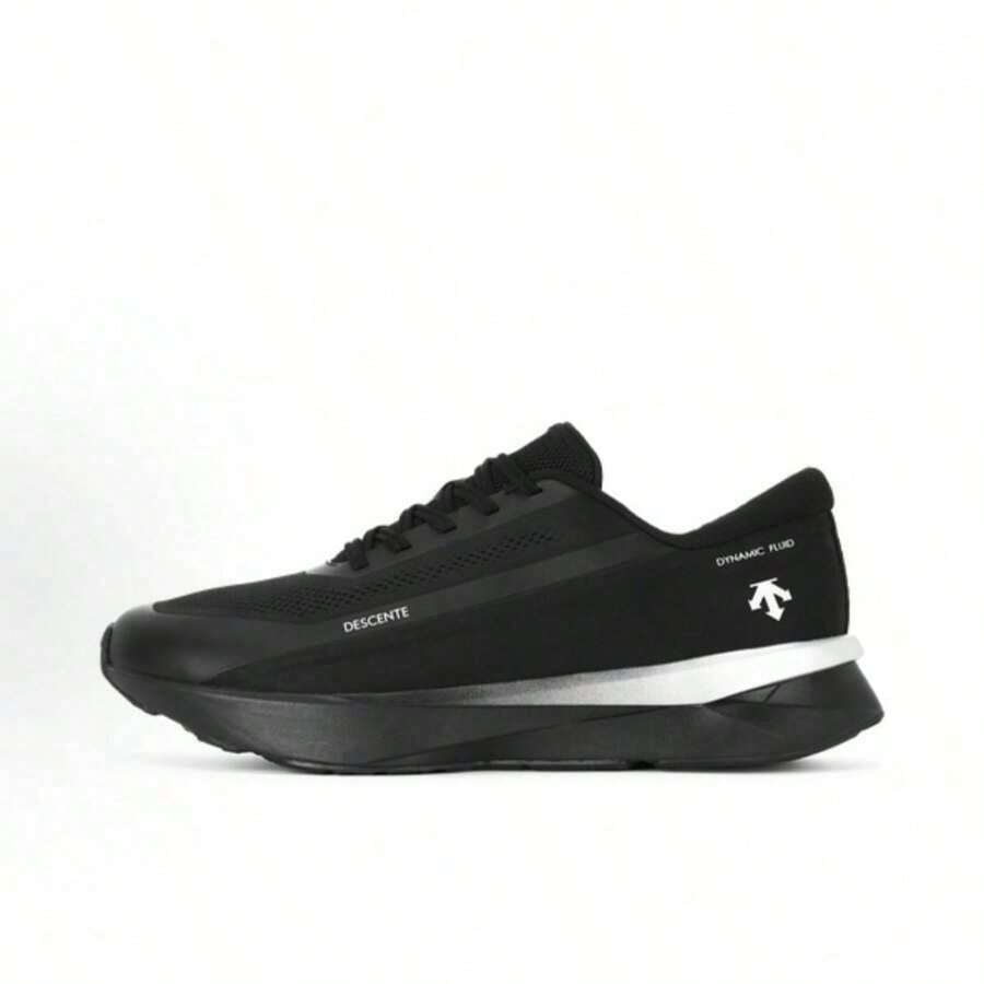 DESCENTE DFLUID Fluid Shoes, BOA Lace-Up Low-Top, Casual Training Running Shoes, Unisex - Black and White D5291RRN29-bK - View 1