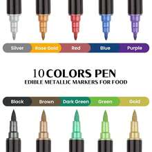 Dual-Tip Metallic Decorating Markers, For Hand-Painted Ornaments And DIY Projects On Cakes, Cookies, Macarons, Cupcakes, Fondant And Various Baking Treats - Multicolor - View 3