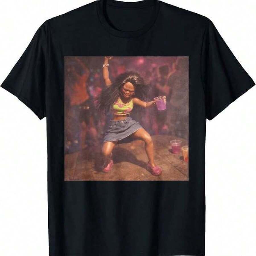 Camisetas estilo animeFunny Black Doll Party Meme T-Shirt,Camisetas con diseños gráficos para niños pequeños, Camisa de manga corta para hombre,aptas para el uso diario,Camisa de mujer,Camiseta de apoyo al Mundial,Camisetas con temática de primavera 2026 - Negro - Ver 1