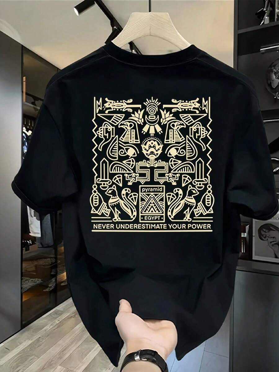 Nueva camiseta de manga corta para mujer de 180g,% algodón - Camiseta casual versátil con estampado de verano para hombre - Camiseta con estampado de verano para parejas - Unisex - Regalo para vacaciones - Negro - Ver 1