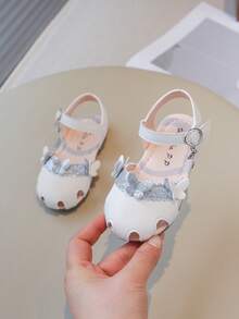 Nuevas sandalias de princesa con lazo dulce, sandalias planas suaves y cómodas para niños pequeños - Beis - Ver 1