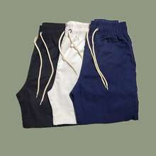 Men's Linen Shorts Set With 3 Pieces - Navy Blue - View 2