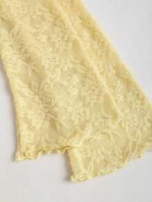 Sweetro Vestido asimétrico con hombro y bajo asimétricos, con encaje, estilo Y2K sexy - Amarillo - Ver 6