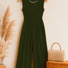 Mono Palazzo Casual De Gran Calidad De Mujer Ideal Para Oficina Y Fiestas - Verde militar - Ver 2