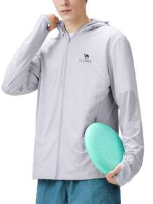 CAMEL CROWN 男士防曬外套，春夏季冷白色原紗腰部收腰修身款戶外騎行運動外套 - 太空灰 - 查看 2