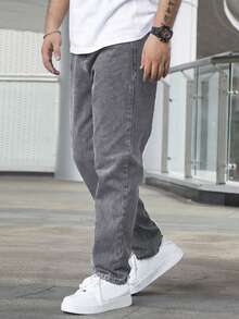 Casual And Versatile Denim Cargo Pants For Men - Khaki - View 4