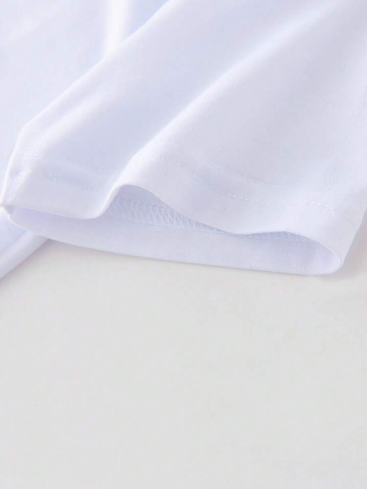 Graphic Tee For Kids With A Floral Heart Design, Suitable For Everyday Wear, Street Style, Outings, Home, Holidays, Back To School, Spring And Summer - White - View 6