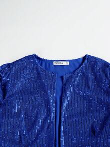 Women's Party Top, Sequin Glamorous Elegant Long Sleeve Jacket, Music Festival , New Year Vacation - Royal Blue - View 3
