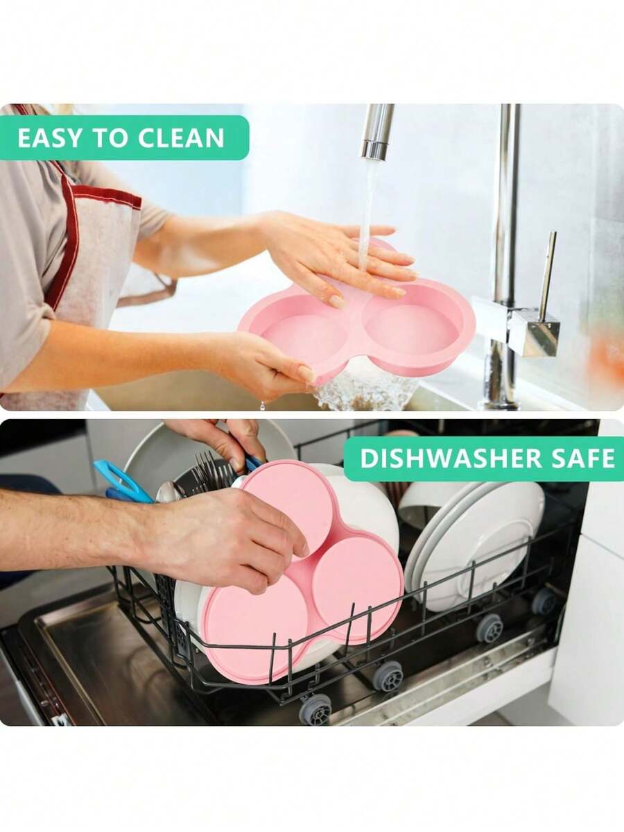 1pc Silicone Air Fryer Egg Pan, Reusable Egg Mold, Non-Stick Air Fryer Baking Tray, 3/4 Cavity Pancake Mold, Suitable For Sandwich, Burger Baking, Air Fryer Accessories - Multicolor - View 1