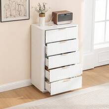 5-Drawer Dresser, Modern White Storage Chest With Metal Handles, Sturdy MDF Bedroom Dresser For Living Room Hallway – Anti-Tip Device Included - White - View 7