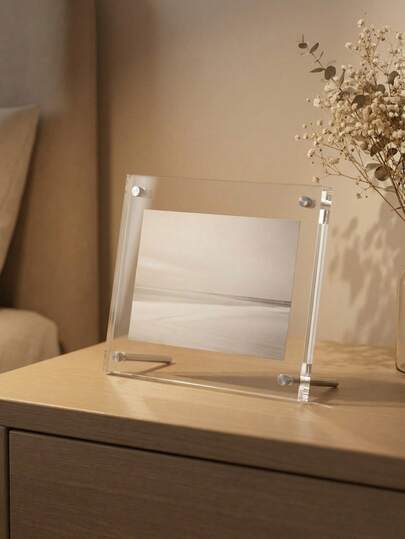 6 khung ảnh acrylic trong suốt có nam châm, thích hợp để trang trí bàn làm việc và treo tường, có chân đế riêng, kích thước 5x7 inch.