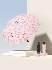 1pc Summer New Student Umbrella, Dual Use Rainproof & Windproof Automatic Folding Sunshade Umbrella - As Shown - View 13