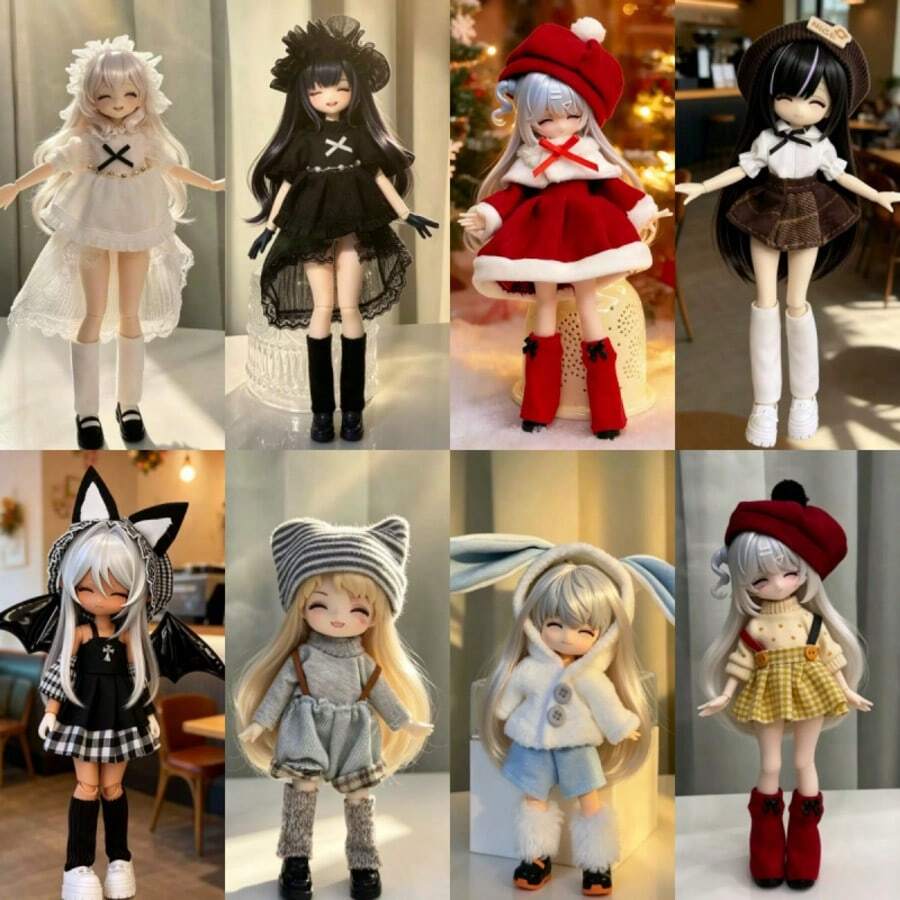 17cm BJD 新服裝,精緻可愛時尚美觀 BJD 衣裝套裝,可更換配件,新年/聖誕/生日禮物(僅含服裝,不含娃娃與鞋子) - 彩色 - 查看 1