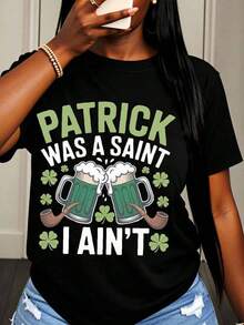 Patrick Era un Santo, No Soy el Día de San Patricio, Camiseta Divertida con Diseño de Jarra de Cerveza y Trébol para Hombres y Mujeres, Ropa para Fiestas - Negro - Ver 1