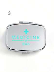 Square Pill Box, Printed With Capsule, Tablet, Letter, Medicine Bottle Patterns, Portable Medication Storage Compartment, Mini Metal Storage Box, Portable Jewelry And Pill Box, Travel Pill Box, Large Capacity Compartment, Weekly Medication Organizer, Suitable For Daily Medication And Vitamins, Essential For Doctors And Nurses, Emergency Needs, Travel, Hiking Emergency Rescue, Personalized Creative Gift With Cartoon Logo, Only Empty Box - Multicolor - View 12