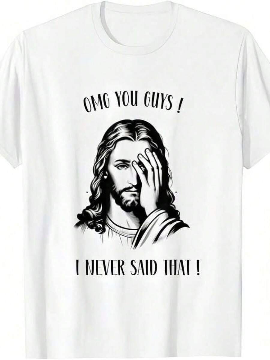 Informal para el día a díaOMG You Guys I Never Said That Funny Sarcastic Quote T-Shirt Oversized Short Sve Clic Hey Cotton T Shirt Printed Graphic Tee Women's Casual Short-Sved Top Summer Outfits For Women Oversized Tshirts,Camiseta de cuello redondo, camiseta informal estampada para mujer,Camisetas para hombre, camisetas a juego para padres e hijos, ropa de apoyo para la Copa del Mundo, artículos esenciales para la graduación y la vuelta al cole. - Blanco - Ver 1