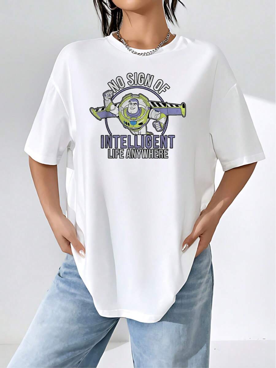 Fun Message With A Brave Astronaut Expressing Cosmic Humor About The Search For Intelligence In The Universe. Ideal For Confident And Cheerful Women. Comfortable Casual Women's T-Shirt For Everyday Wear. - White - View 1