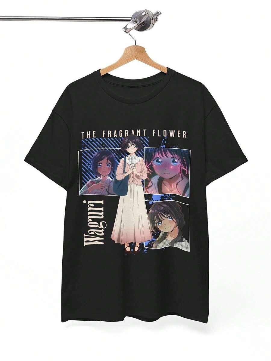 T-Shirt The Fragrant Flower Blooms With Dignity, Romantic Manga Aesthetic, Sweet Anime Idea Rintaro Kaoruko Loose And Comfortable - Black - View 1