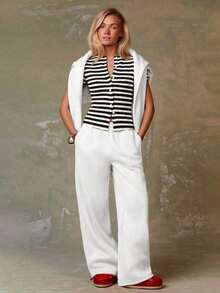 Cárdigan rojo casual para mujer - Blanco y Negro - Ver 6