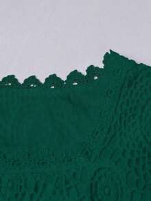 Camiseta de mujer de encaje a ganchillo, diseño de blusa elegante y de moda sin mangas, estilizadora - Verde Oscuro - Ver 3