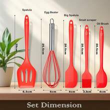 5pcs Silicone Spatula & Spoon Set, Silicone Cooking Utensils, Heat Resistant 600°F Non-Stick Silicone Spatulas & Spoons, Suitable For Cooking & Baking - Multicolor - View 10