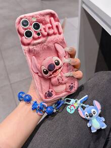 Disney Has Authorized, Phone Case - Chain Set, The Stitch Lilo & Stitch 3D Phone Case Plus A Silicone 3D Stitch Bracelet With Metallic Ring Removable Bracelet, Stitch And Angel Pattern, Compatible With Iphone17/16/15/14/13/12/11/XS/XR/X Plus Pro Max, A Stylish Cartoon Phone Case, The Perfect Gift Choice, Phone Protection, Durable Phone Cover, Great Gift For Friends And Family. - trắng - Xem 1