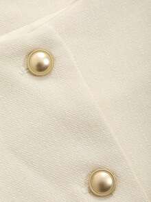 Chaqueta ajustada sin mangas de cuello redondo de unicolor para mujer, primavera/verano - Albaricoque 2 - Ver 9